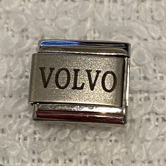 3  Vintage Italian Stainless Steel 9MM Charms - Volvo, May 4 Gem, Wrapped Gift - Picture 8 of 13